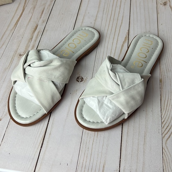 Elegant White Sandals Nicole Effie, beach, vacation, white sandals, flat - Picture 1 of 7